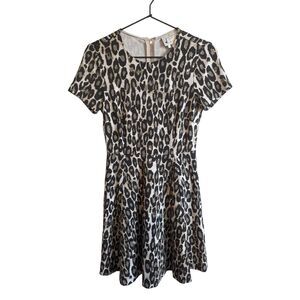 Kate Spade Womens Sz 2 Short Sleeve Knee Length Leopard Print Dress